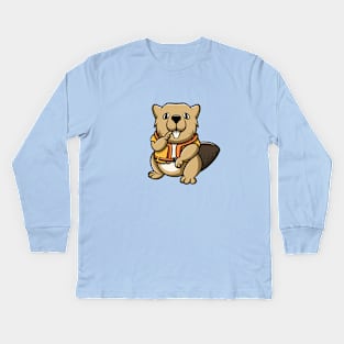 Cute otter wearing lifebelt Kids Long Sleeve T-Shirt